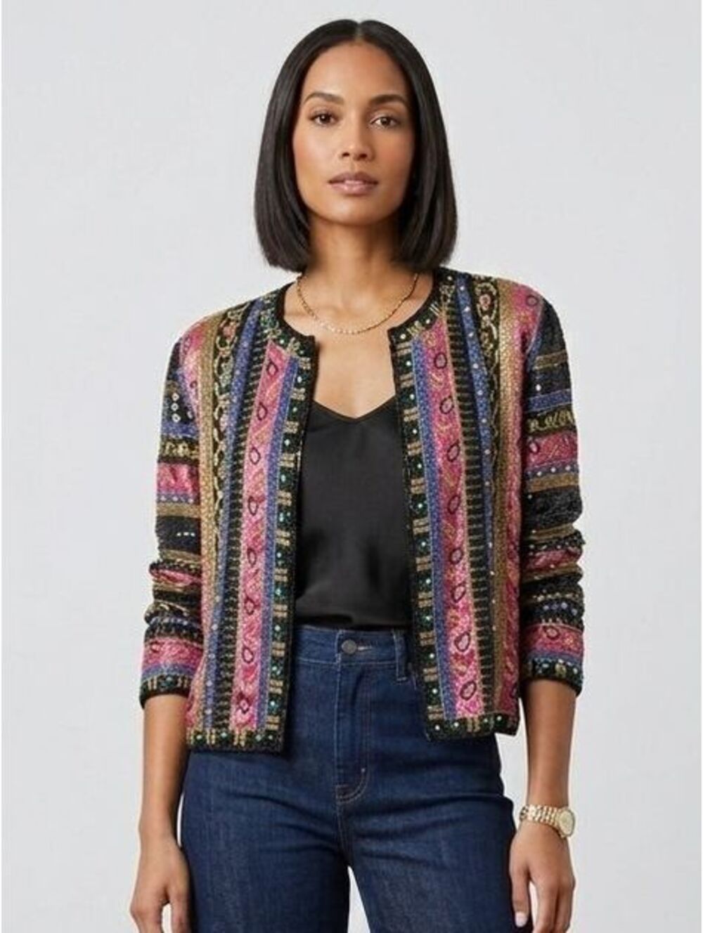 Vintage Neiman Marcus 100% Silk Beaded Jacket